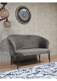 Resim Zafir İkili Teddy Siyah Boyalı Telli Ayak Çay Seti Koltuk İkili Berjer , Balkon, Salon, Ofis Kahverengi 