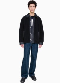 Resim Will Jacket Düz Kesim Klasik Yaka Raw Denim Detaylı Erkek Ceket - Koyu Lacivert / M 