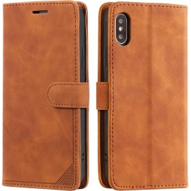 Resim Puluz Apple İphone X / Xs Için Hırsızlığa Karşı Fırça Pu Kılıf Kahverengi (Yurt Dışından) 