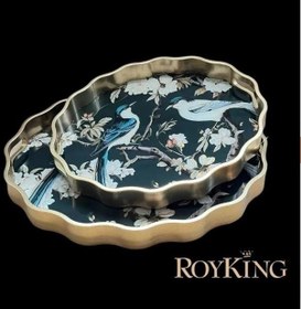 Resim Royking Kuşlu 2 Li Oval Tepsi 44x36-38x31 Cm Fx 054 Siyah 