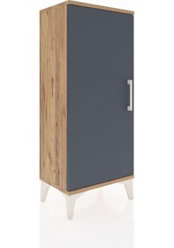 Resim Arges Komodin 2 Raflı Tek Kapaklı 44x30x106 Çam-antrasit Atlas Çam 