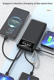 Resim Favors 10000 Mah Slim Powerbank Dijital Göstergeli Dahili Şarj Kablolu Güç Bankası Taşınabilir Şarj Cihazı Siyah 