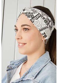 Resim Eşşiz Desenli Bandana Saç Bandı Ekstra Yumuşak Esnek Doğal Pamuklu Penye - Tek Ebat / Beyaz Beyaz 