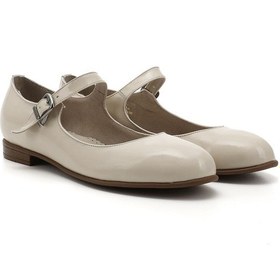 Resim Gönderi R Bej Rugan Bilek Bağlı Mary Jane Hakiki Deri Babet Bej Rugan 