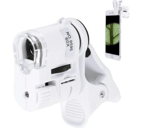 Resim 60X Mini Cep Telefonu Için Mandallı Mikroskop Uv Ledli Büyüteç Model AL2431 