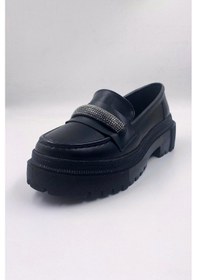 Resim Softness Siyah Kadın Topuk Pedli Yüksek Tabanlı Mat Loafer Ayakkabı Siyah 