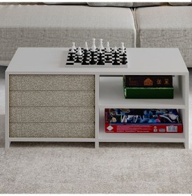 Resim Gord Minderli Orta Sehpa Oyun Ve Dinlenme Alanı İçin Fonksiyonel Tasarım Beyaz 