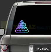 Resim yılmazetic Gülen Bebek Kalp Arabada Bebek Var Hologram Araba Oto Sticker Renkli Etiket Çıkartma 18 X 15 Cm 