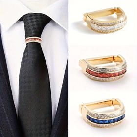 Resim Erkekler için Kübik Zirkonya ile Lüks Oymalı D-Şekilli Kravat Tokası, Modaya Uygun Geometrik Tasarım, Düğün Takımları, İş Formal Kıyafetleri 