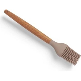 Resim Cekar Store Deconox Bambu Saplı Silikon Fırça, Bambu Uzun Silikon Yağ ve Yumurta Fırçası 27CM 3 Renk Seçenekli (Taba) 