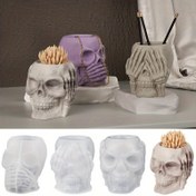 Resim Halloween El Sanatları Üçlüsü - DIY Kafatası Kalemlik & Ürkütücü Saksılar için Silikon Kalıplar - Ev Dekoru için Çok Yönlü Reçine ve Alçı Döküm Formları 
