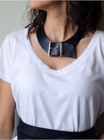 Resim FİLİZ ENGİN Toka Detaylı Hakiki Deri Kolye 