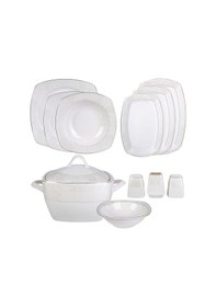 Resim Defne 60 Parça 12 Kişilik Porselen Yemek Takımı Gold 