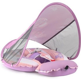 Resim Mambobaby Hot Air Balloon Yüzme Simidi - Pembe, Emniyetli, Gölgelikli Ve Ayak Destekli 