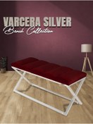 Resim Gazzini Furniture Varcera Silver Sliced Bench Çapraz Metal Ayaklı Dilimli Model Bordo Puf 