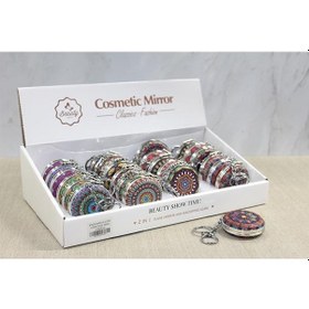 Resim Taşlı El Aynası Anahtarlık Alk3769 Renkli 