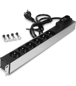 Resim SCS 6'lı Schuko Rack Kabinet Akım Korumalı Priz Pdu - 16A 1.5 mt 