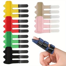 Resim 4 adet Rastgele Renkli İyileştirilmiş Tetik Parmak Ayakları: Parmak Düzleştirici ile 3 ayarlanabilir bant içerir, Orta Parmak, Yüzük Parmak, İndeks Parmak, Küçük Parmak ve Baş Parmak için uygundur. 