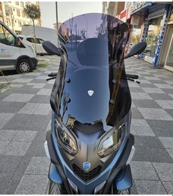 Resim Motocam Piaggio Mp3 530 Siperlik Ön Cam 2023-2025 Model 72cm Siyah Renkli 4mm Uzun Cam 
