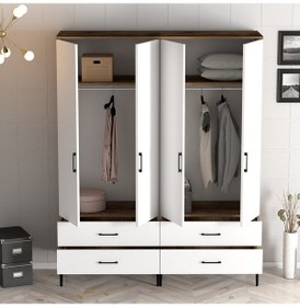 Resim Variant Kumsal 4 Kapılı Tt Gardrop - Ceviz / Beyaz 
