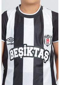 Resim Beşiktaş Umbro Lisanslı Çubuklu Çocuk Forma Siyah - Beyaz 