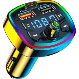 Resim Ganbao Siyah Q7 Araba Eller Serbest Oynatıcı Bluetooth 5.0 Fm Verici Radyo Modülatör Mp3 USB Hızlı Şarj Desteği USB Flash Sürücü (Yurt Dışından) 