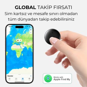 Resim HBB-K Wireless Airtag Akıllı Takip Cihazı Siyah (Sadece iPhone Uyumlu) 