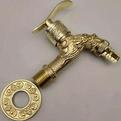 Resim 1 adet Vintage Altın Paslanmaz Çelik Musluk - Duvara Monte Tek Su Hortumu Bağlantısı ile Güneş Koruması ve Anti-Ball Valf, Dayanıklı Açık Bahçe Çim ve Veranda Su Temini için Bahçe, Çim Bakımı, Şık Metalik Kaplama, Modern Tasarım, Yüksek Kaliteli Kaplama 