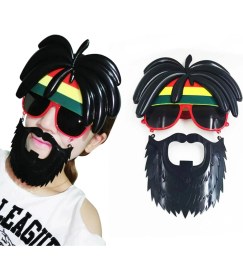 Resim Derin Stok Rasta Peruklu Rasta Sakallı Bob Marley Bıyıklı Parti Gözlüğü 27X18 cm 