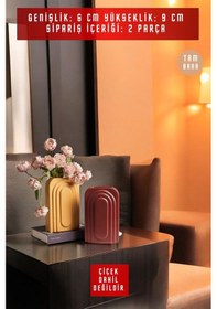 Resim Dekoratif Vazo Seti Obje Ev Dekorasyon Masa Üstü Dekor Vazo Seti Model 18 Terracotta Sarı Terracotta Sarı 