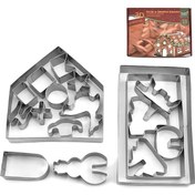 Resim Ximistore9 18 Parça Paslanmaz Çelik Zencefil Ev Şekilli Kurabiye Kalıbı, Noel/halloween Bisküvi, Muffin, Poğaça Kesici Seti Çok Renkli 