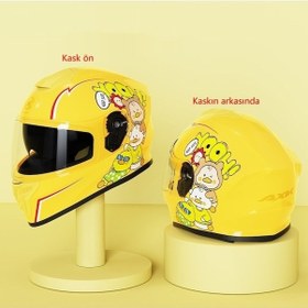 Resim Didadodo Qk601 Sarı Ördek Desenli Tam Kapalı Çocuk Kaskı Sarı 