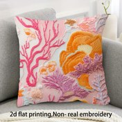 Resim 1 adet Canlı Mercan Kuytu ve Çiçek Baskılı Yastık Kılıfı, 45.72x45.72 cm - Çift Taraflı, Nakışsız, Fermuar Kapatma, Makinede Yıkanabilir Polyester - Oturma Odası Dekoru için İdeal, TGYD533 