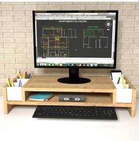 Resim Emkawood Funny Safir Monitör Yükseltici Laptop Standı Beyaz - Meşe 