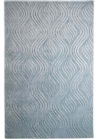 Resim Çam Halı Emboss Jr10 Turkuaz Modern Desen Yeni Zellanda Yünü Ve Viskon El Dokuması Halı - 160x230 Turkuaz 