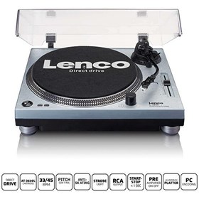Resim Lenco L-3809ME Turntable - Direct Drive USB Metalik Mavi Pikap 