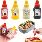 Resim 4 adet Mini Baharat Sıkma Şişeleri - Sızdırmaz, Tekrar Kullanılabilir Plastik Kaplar Ketchup, Mayonez, Salata Sosları ve Daha Fazlası İçin - 0.75oz, Öğle Yemek Kutuları, Piknikler ve Yemek İçin Mükemmel, Mini Sos Şişeleri 