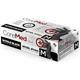 Resim Coremed Ultra Extra Kalın Siyah Nitril Eldiven 50 Adet 