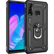 Resim Huawei P40 Lite E Kılıf Military Ring Holder Siyah Microsonic