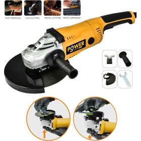 Resim Ekstra Güçlü Metal Şanzıman 2200 W 230 mm Büyük Sipiral Taşlama ve Kesme Makinası Sarı 