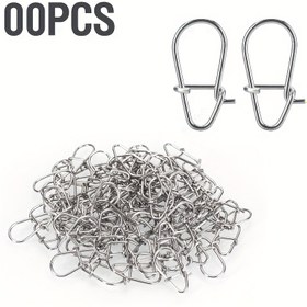 Resim 100 adet Balıkçılık Yem Bağlantı Parçası 10-39.6kg Yüksek Mukavemetli Paslanmaz Çelik Balıkçılık Aksesuarları 00#-3# Toka Tuzlu Suya Uygun 