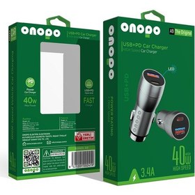 Resim Onopo 3.4a Çift Usb + Type Çıkışlı Metal Hızlı Araç Şarjı 40w -a9 