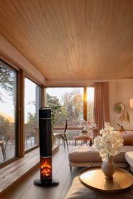 Resim Hoogar German HG-BLKO Black Oval Seri OLED Şömineli Ekran Dijital Kule Tipi Seramik Hızlı Isıtıcı 