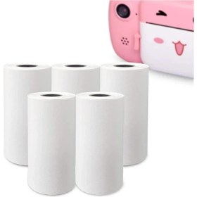 Resim TKÇ Çocuk Kamera Baskı Kağıdı, 5’li Rulo 57X25MM Çekirdekli Fotoğraf Baskı Termal Kağıt Rulo 