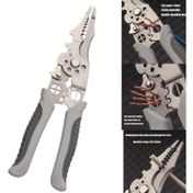 Resim 1 Adet Profesyonel Kalite Tel Soyucu ve Bağlantı Aparatı - Ayarlanabilir 0.5-6mm² Kapasiteli, Ergonomik Kaymaz Saplı, Hassas Kesim Uçları, Parlak Derin Gri Yüzey - Elektrisyenler & DIY Projeleri için Çok Amaçlı Kablo Pensesi, Kablolama Bağlantısı, Kompakt Tasarım, Dayanıklı Yapı, Ev Geliştirme 