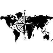Resim Genel Markalar Pusulalı Dünya Haritası Sticker 20 X 12 Cm 