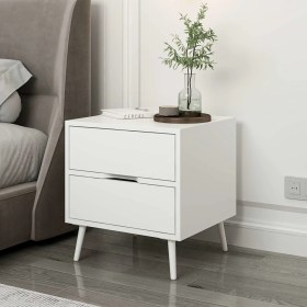 Resim Minar Elina Ayaklı 2 Çekmeceli Komodin - Beyaz/beyaz 