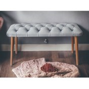 Resim Dekoramis Foresta Home Magro Ahşap Ayaklı Bench Puf 90cm X 40cm 