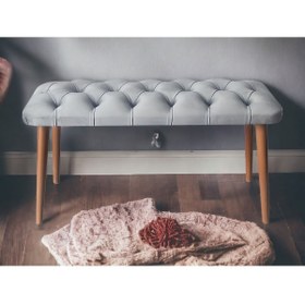 Resim Dekoramis Foresta Home Magro Ahşap Ayaklı Bench Puf 90cm X 40cm 