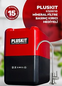 Resim Pluskit 8 Litre 15 Aşama Mineralli 75 GPD Su Arıtma Cihazı KS0010 